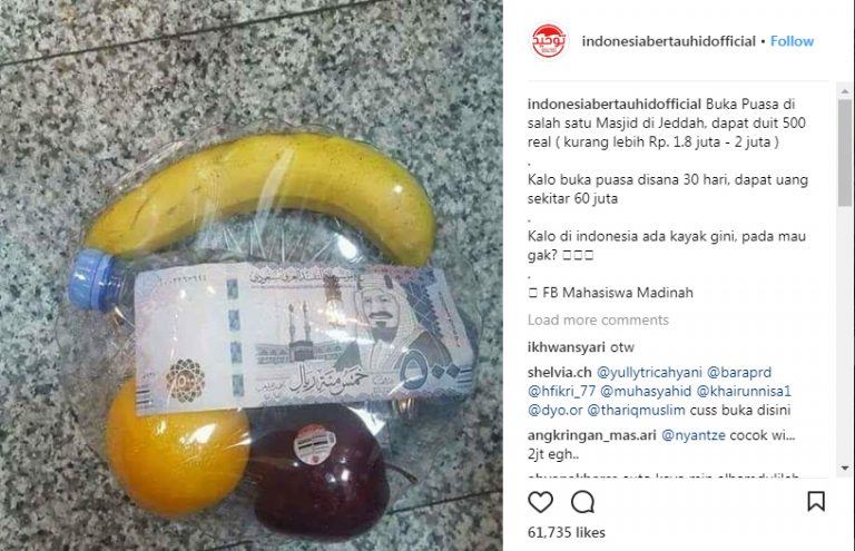 Viral, Buka Puasa di Jeddah Dapat Takjil Isi Uang 2 Juta, Siapa Mau?