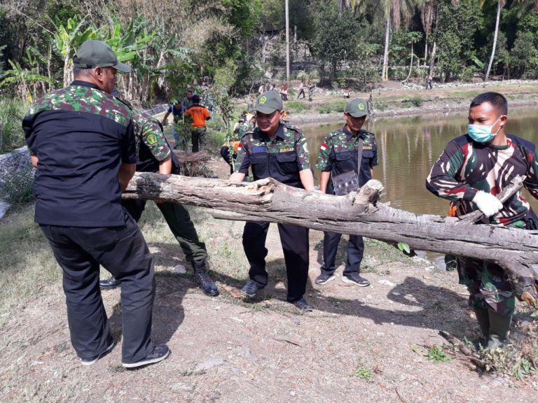 Satgas TMMD Gotong Royong Tebang Pohon Besar
