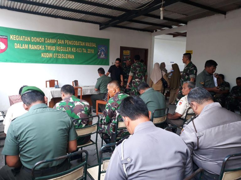 Program TMMD Reg 103 Kodim Sleman di Isi Dengan Kegiatan Donor Darah