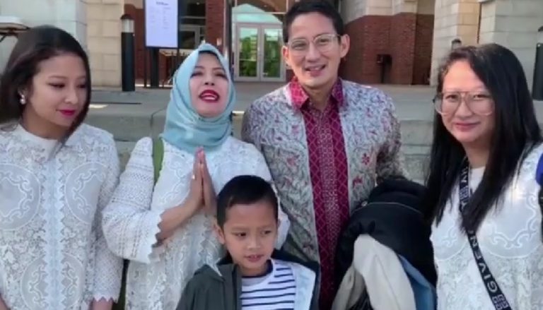 Rayakan Lebaran di Negeri Paman Sam, Sandiaga Tampak Bahagia