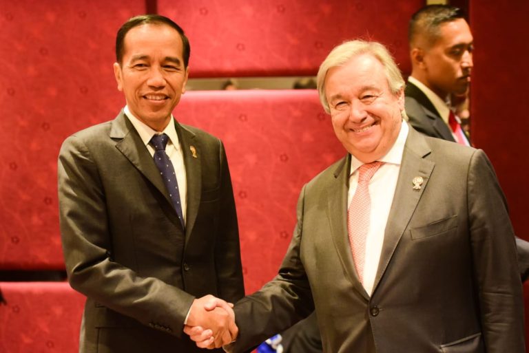 Bertemu Sekjen PBB, Jokowi Bahas Soal Rakhine dan Palestina