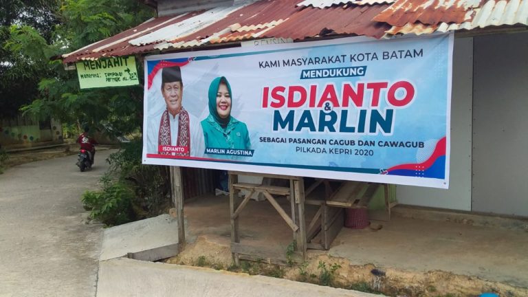 Pilgub Kepri 2020; Spanduk Pasangan Isdianto-Marlin Bertebaran di Kota Batam