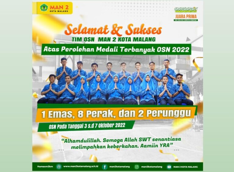 Boyong 11 Medali, MAN 2 Kota Malang Kembali Raih Medali Terbanyak OSN