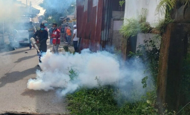 Babinsa Timika Lakukan Fogging DBD Bersama Tim Dari Dinas Kesehatan