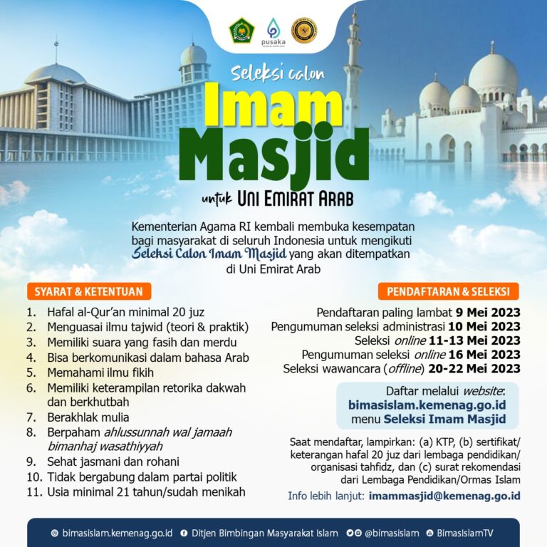 Kemenag Buka Seleksi Calon Imam Masjid Uni Emirat Arab, Ini Syaratnya