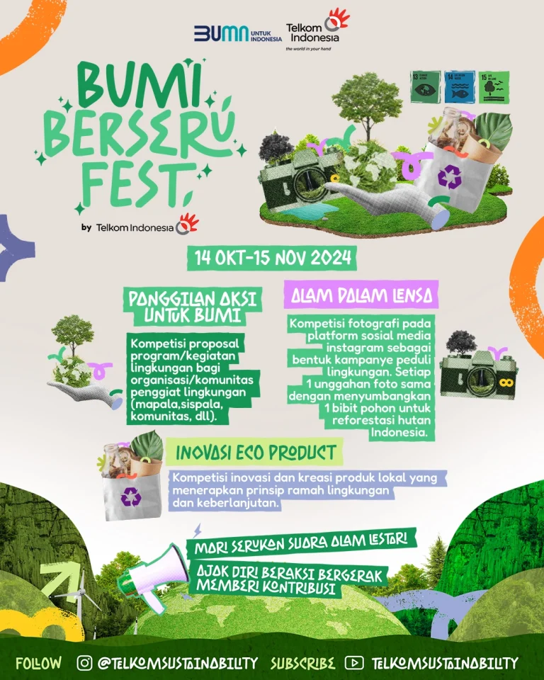 Telah Dibuka, Telkom Ajak Masyarakat Melestarikan Lingkungan Lewat Kompetisi Bumi Berseru Fest