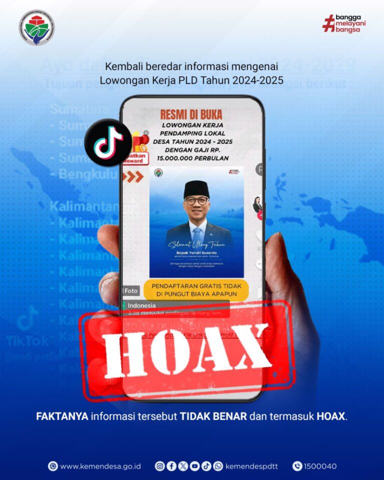 Kemendes Pastikan Info Rekrutmen PLD 2024-2025 di Medsos Hoaks