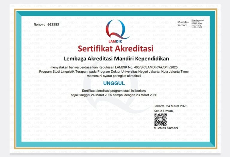 Top! Prodi Doktor Linguistik Terapan UNJ Raih Akreditasi ‘Unggul’ dari LAMDIK