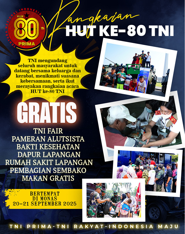 Gratis! HUT ke-80 TNI di Monas Hadirkan Beragam Acara Menarik