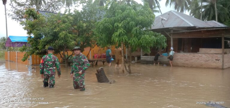 TNI Berhasil Evakuasi Warga Banjir di Tapanuli Selatan