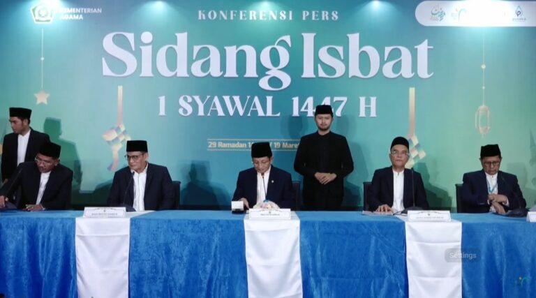 Kemenag Tetapkan 1 Syawal 1447 H Jatuh pada Sabtu 21 Maret 2026